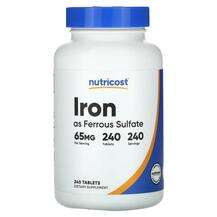 Nutricost, Iron as Ferrous Sulfate 65 mg, Залізо, 240 таблеток