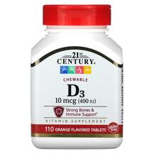 Vitamin D3 Chewable Orange Flavored 400 IU Витамин D 21st