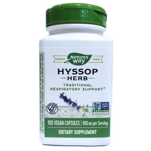 Основне фото товара Nature's Way, Hyssop Herb 450 mg, Ісоп 450 мг, 100 капсул