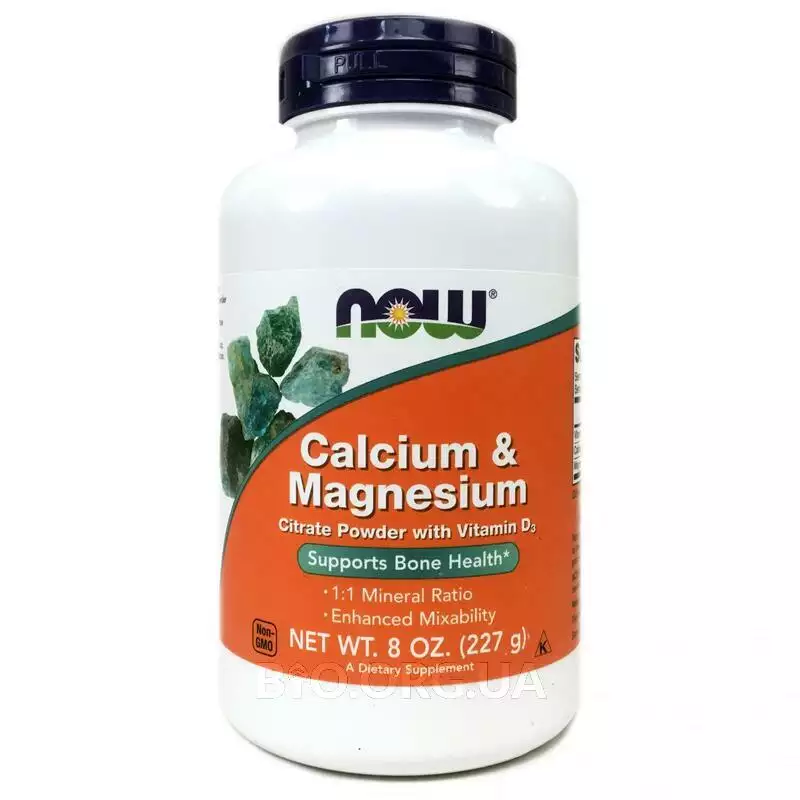 Фото товара Кальций Магний Цитрат с D3 227 г, Calcium Magnesium, Now Foods