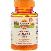 Sundown Naturals, Vitamin C Timed Release 500 mg, Вітамін C, 9...
