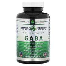 Amazing Nutrition, ГАМК, GABA 750 mg, 200 капсул