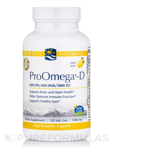 Основне фото товара Nordic Naturals, ProOmega-D 1000 mg Lemon, Омега 3, 120 капсул