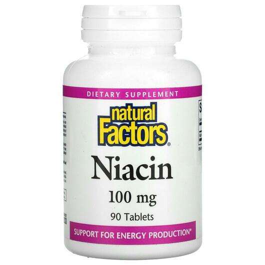 Основне фото товара Natural Factors, Niacin 100 mg 90, Ніацин 100 мг, 90 таблеток