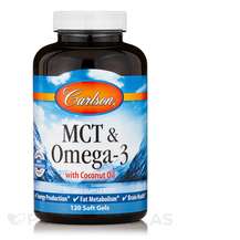 Carlson, MCT Масло, MCT & Omega-3 with Coconut Oil, 120 ка...