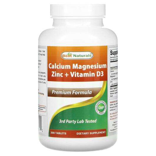 Основне фото товара Best Naturals, Calcium Magnesium Zinc + Vitamin D3, Кальцій ма...