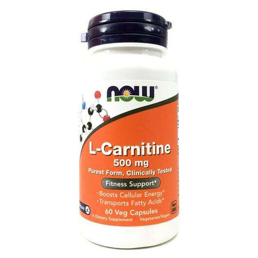 Основное фото товара Now, L-Карнитин 500 мг, L-Carnitine 500 mg, 60 капсул