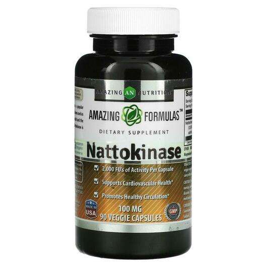 Основне фото товара Amazing Nutrition, Nattokinase 100 mg, Наттокіназа, 90 капсул