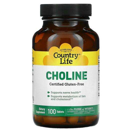 Основне фото товара Country Life, Choline 100, Холін, 100 таблеток