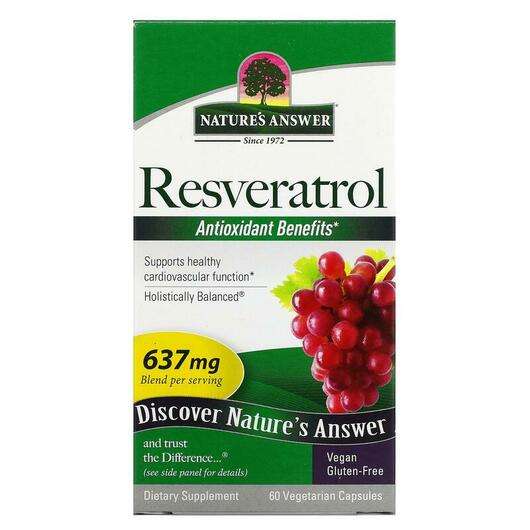 Основное фото товара Nature's Answer, Ресвератрол 637 мг, Resveratrol 637 mg, 60 ка...