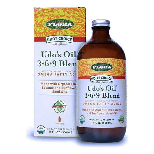 Основне фото товара Flora, Udo's Oil 3-6-9 Blend, Омега 3-6-9, 500 мл