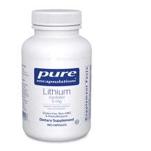 Pure Encapsulations, Литий, Lithium orotate 5 mg, 180 капсул