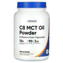 Nutricost, C8 MCT Oil Powder Unflavored, Тригліцериди, 907 г