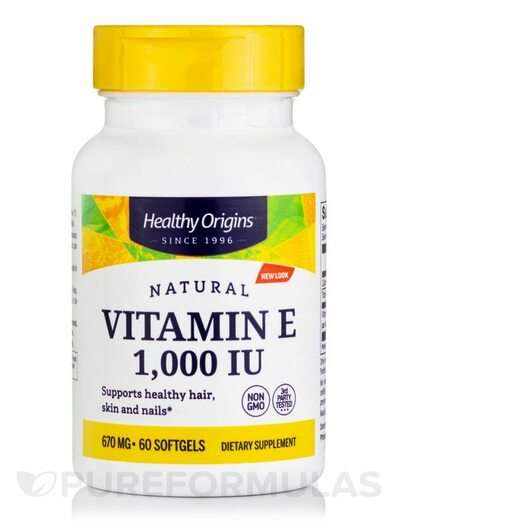 Основное фото товара Healthy Origins, Витамин E Токоферолы, Natural Vitamin E 1000 ...