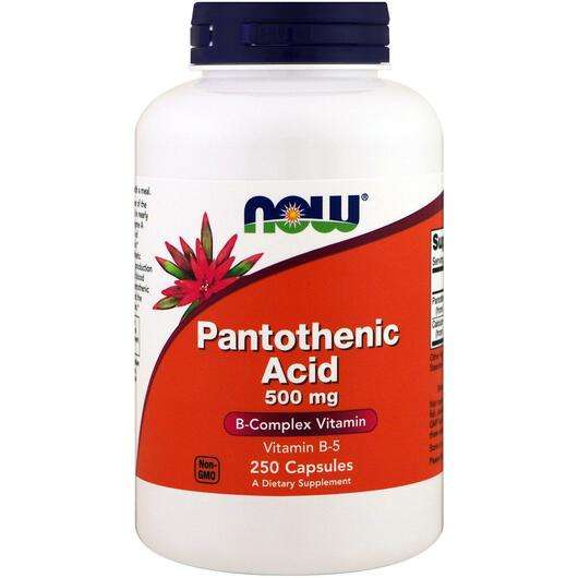 Основне фото товара Now, Pantothenic Acid, пантотенова кислота 500 мг, 250 капсул