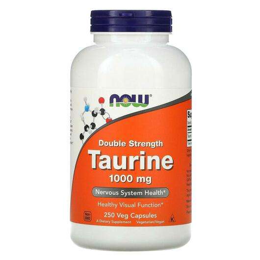Основне фото товара Now, Double Strength Taurine 1000 mg, Таурин, 250 капсул