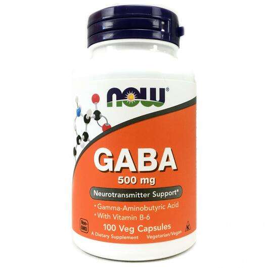 Основне фото товара Now, GABA 500 mg, ГАМК, 100 капсул