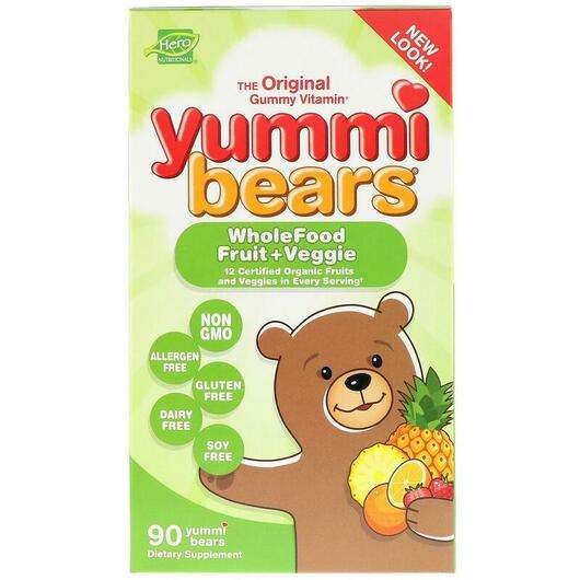 Основне фото товара Hero Nutritional Products, Yummi Bears Wholefood Fruit, Вітамі...