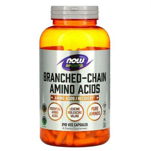 Основне фото товара Now, Sports Branched-Chain Amino Acids, Амінокислоти, 240 капсул