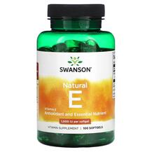 Natural E 1000 IU Витамин E Токоферолы Swanson 100 капсул
