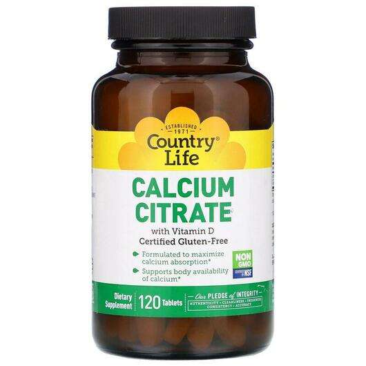 Основне фото товара Country Life, Calcium Citrate, Цитрат Кальцію, 120 таблеток