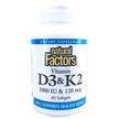 Фото товару Natural Factors, Vitamin D3 & K2, Вітамін D3 K2, 60 капсул