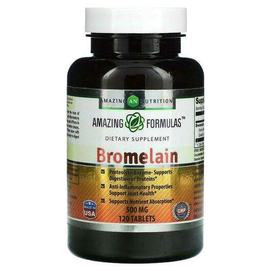Основное фото товара Amazing Nutrition, Бромелайн, Bromelain 500 mg, 120 таблеток