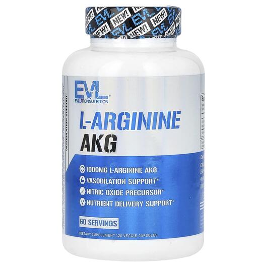 Основное фото товара EVLution Nutrition, L-Аргинин, L-Arginine AKG, 120 капсул
