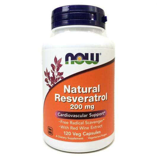 Основне фото товара Now, Natural Resveratrol 200 mg, Ресвератрол 200 мг, 120 капсул