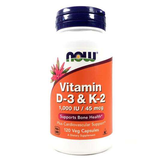 Основное фото товара Now, Витамин D3 и К2, Vitamin D3 & K2 1000 IU, 120 капсул