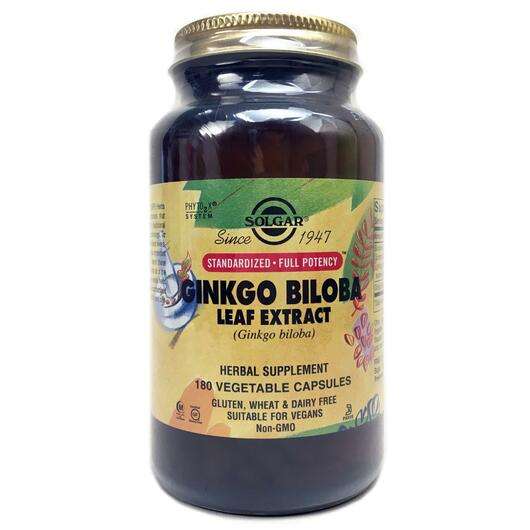 Основное фото товара Solgar, Гинкго Билоба, Ginkgo Biloba Leaf Extract, 180 капсул