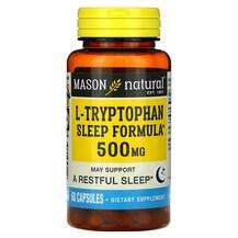 Mason, Поддержка сна, L-Tryptophan Sleep Formula 500 mg, 60 ка...