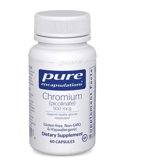 Основне фото товара Pure Encapsulations, Chromium Picolinate 500 mcg, Хром, 60 капсул