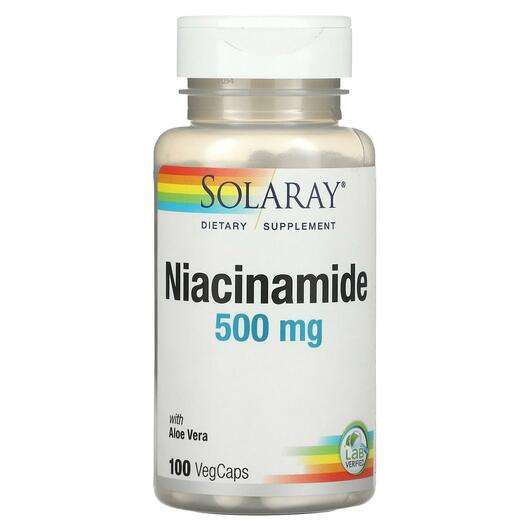 Основное фото товара Solaray, Ниацинамид 500 мг, Niacinamide 500 mg, 100 капсул