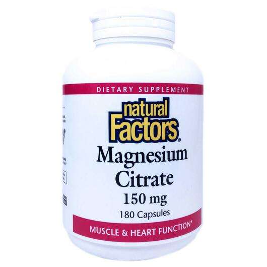 Основне фото товара Natural Factors, Magnesium Citrate 150 mg 180, Цитрат магнію 1...