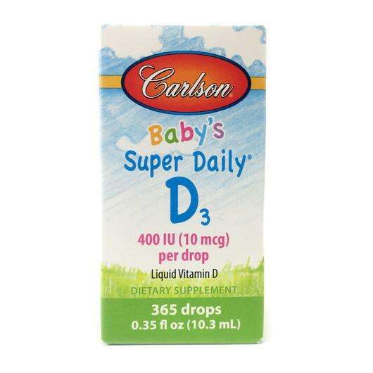 Основное фото товара Carlson, Детский витамин D3, Baby's Super Daily D3 400 IU, 10....