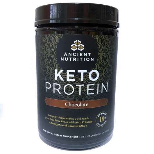 Основне фото товара Ancient Nutrition, Keto Protein Powder Chocolate, Кето Протеїн...