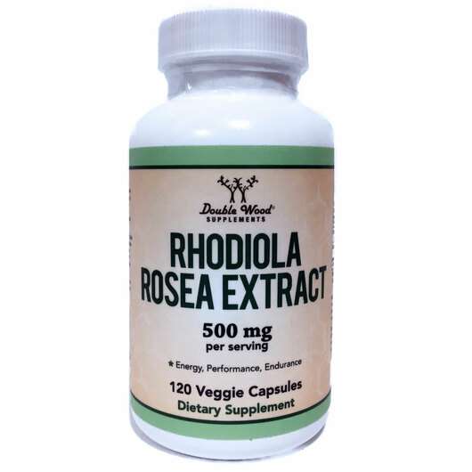 Основне фото товара Double Wood, Rhodiola Rosea Extract 500 mg, Родіола, 120 капсул