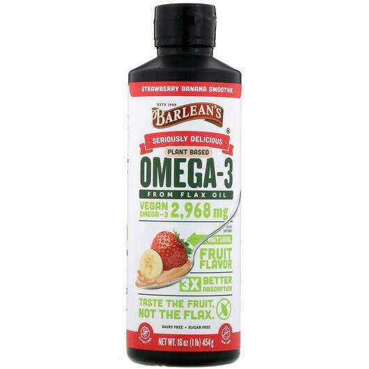 Основне фото товара Barlean's, Omega Swirl Flax Oil Strawberry Banana, Лляна олія,...