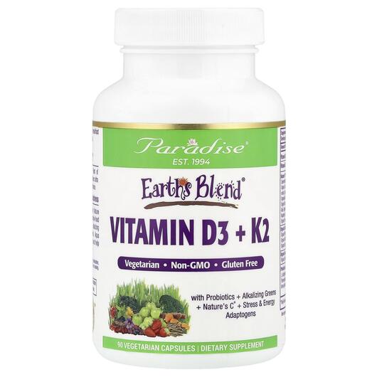 Основне фото товара Earth's Blend Vitamin D3 + K2, Вітаміни D3 K2, 90 капсул