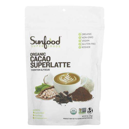 Основне фото товара Sunfood, Organic Cacao Superlatte, R-Ліпоєва кислота, 170 г