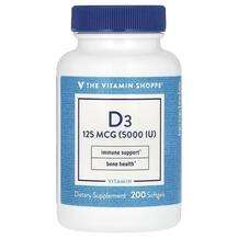 The Vitamin Shoppe, D3 125 mcg 5000 IU, Вітамін D3, 200 капсул