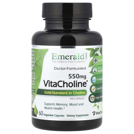 Основне фото товара VitaCholine 550 mg Основне фото товара Emerald, VitaCholine 550 mg, Холін, 60 капсул
