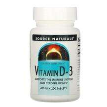 Source Naturals, Vitamin D-3 400 IU, 200 Tablets