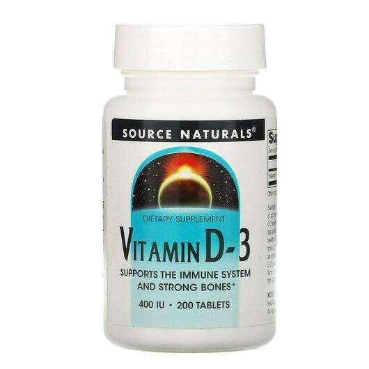 Основне фото товара Source Naturals, Vitamin D-3 400 IU 200, Вітамін D-3 400 IU, 2...