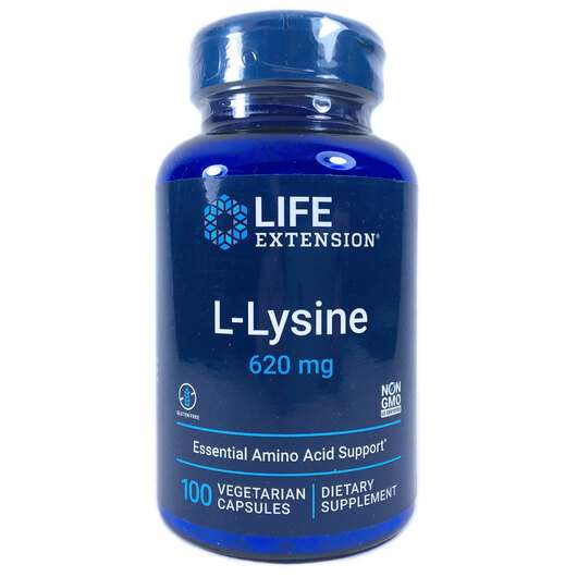 Основне фото товара Life Extension, L-Lysine 620 mg, L-лізин 620 мг, 100 капсул