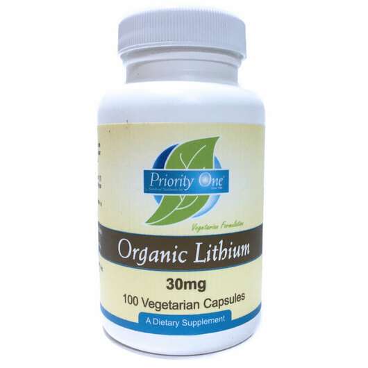 Основне фото товара Priority One, Organic Lithium 30 mg, Літій, 100 капсул