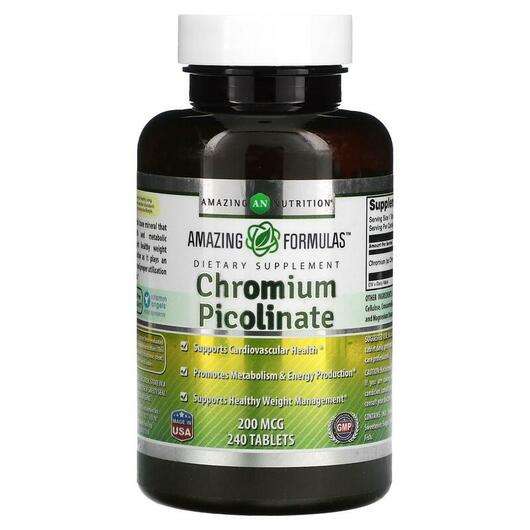 Основне фото товара Amazing Nutrition, Chromium Picolinate 200 mcg, Хром, 240 табл...