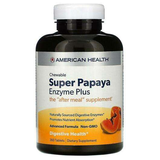 Основне фото товара American Health, Super Papaya Enzyme Plus, Жувальні Ферменти П...
