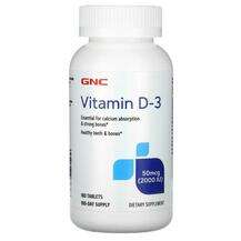 GNC, Vitamin D-3 50 mcg 2000 IU, Вітамін D3, 180 таблеток